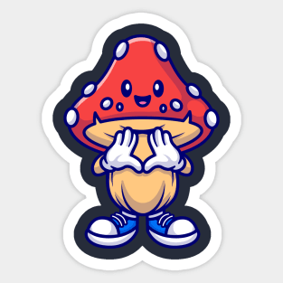 Happy Cute Mushroom Cartoon Sticker